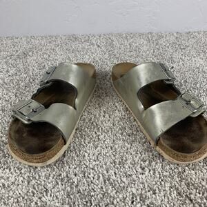 Birkenstock Arizona Shoes Womens Size 9 Silver Sandals Buckle Made in Germany